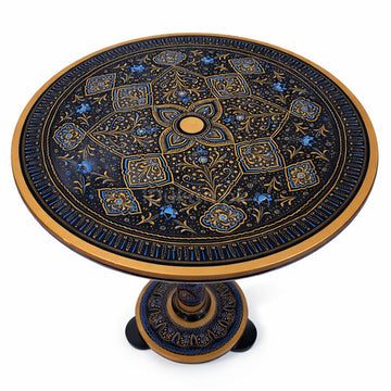 Naqashi Art Hand Painted Wood MDF Round Coffee Table 16" & 18" Diameter