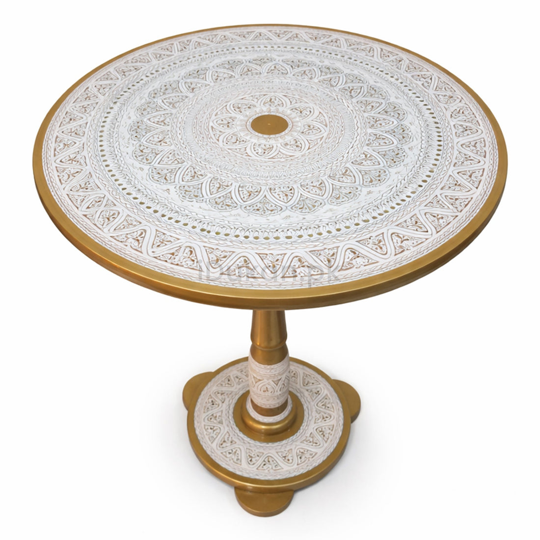 Naqashi Art Hand Painted Wood MDF Round Coffee Table 16" & 18" Diameter