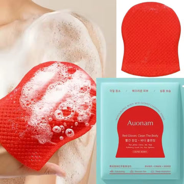 Gifts Self Foaming Exfoliating Bath Towel Portable Red Shower Scrub Mitt Body Cleaning Glove Oil Control Bathing Tool