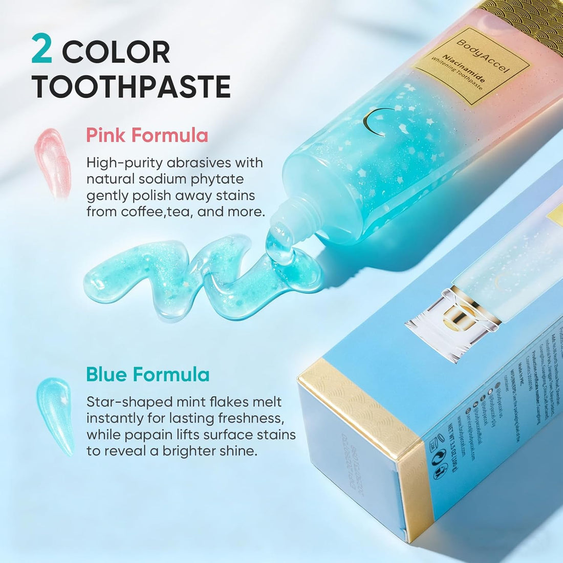 BodyAccel Niacinamide  Whitening Toothpaste  Niacinamide Toothpaste  Stain Removal Toothpaste  Natural Fresh Breath